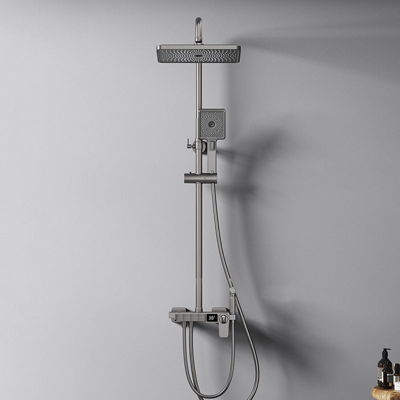 Contemporary Style Brass Shower Faucet Adjustable Spray Pattern Wall Mounted Shower Combo