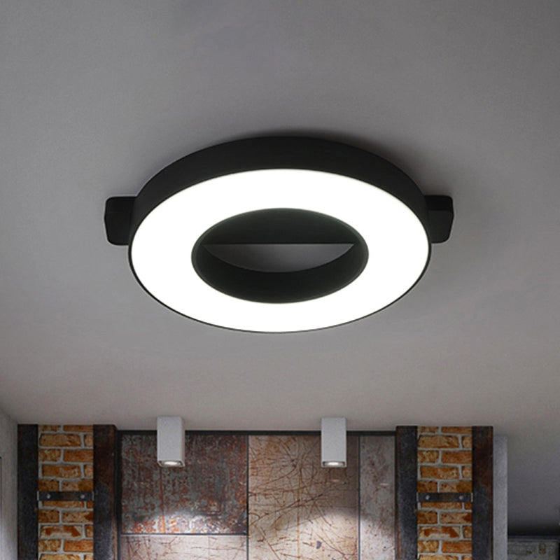 Lampada da incasso a soffitto ad anello bianco/nero Lampada da incasso a LED in metallo semplice per soggiorno in bianco caldo/bianco, diametro 16,5"/19,5"/23,5"