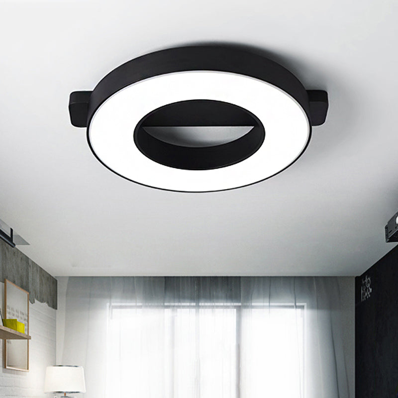 Lampada da incasso a soffitto ad anello bianco/nero Lampada da incasso a LED in metallo semplice per soggiorno in bianco caldo/bianco, diametro 16,5"/19,5"/23,5"