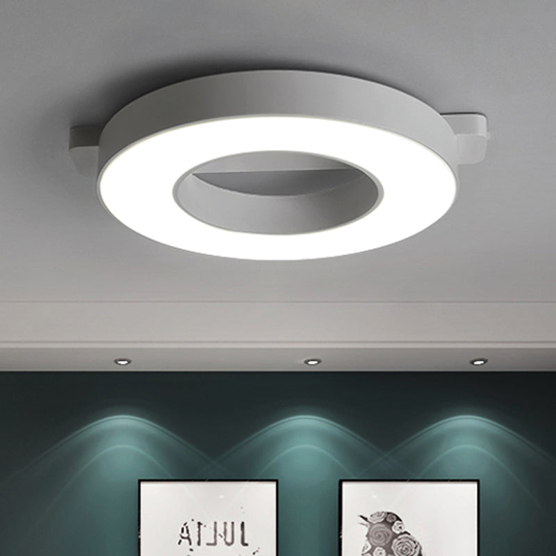 Lampada da incasso a soffitto ad anello bianco/nero Lampada da incasso a LED in metallo semplice per soggiorno in bianco caldo/bianco, diametro 16,5"/19,5"/23,5"