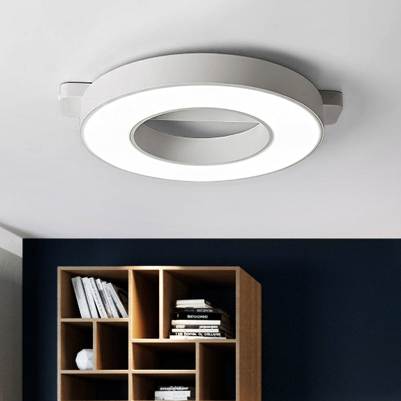 Lampada da incasso a soffitto ad anello bianco/nero Lampada da incasso a LED in metallo semplice per soggiorno in bianco caldo/bianco, diametro 16,5"/19,5"/23,5"