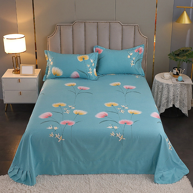 Fitted Sheet Cotton Floral Printed Wrinkle Resistant Super Soft Bed Sheet Set