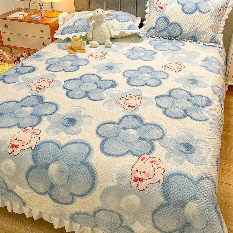 Fitted Sheet Cotton Floral Printed Wrinkle Resistant Breathable Super Soft Bed Sheet Set