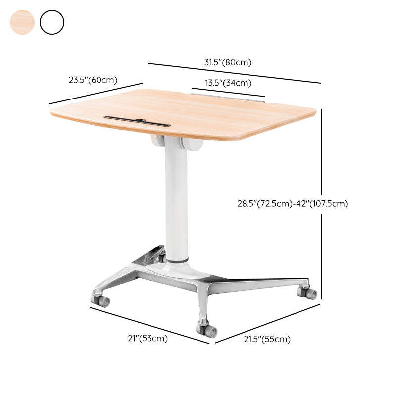 Rectangular Shaped Standing Desk White and Natural Writing Desks for Office