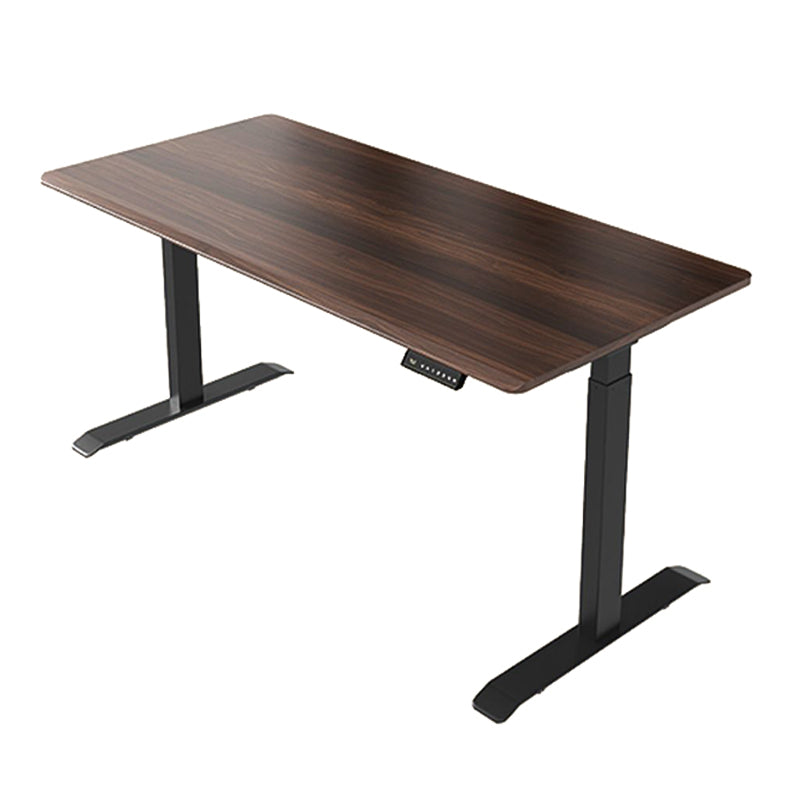 Rectangular Shaped Computer Desk Brown Wooden Gaming Desk for Home