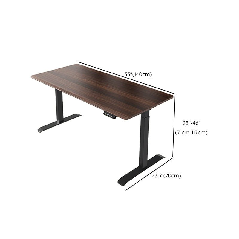 Rectangular Shaped Computer Desk Brown Wooden Gaming Desk for Home