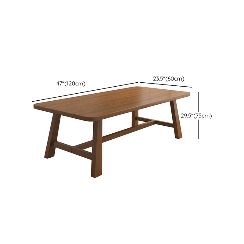 Solid Wood Curved Writing Desk H-Shape Base 29.53" Tall Office Desk