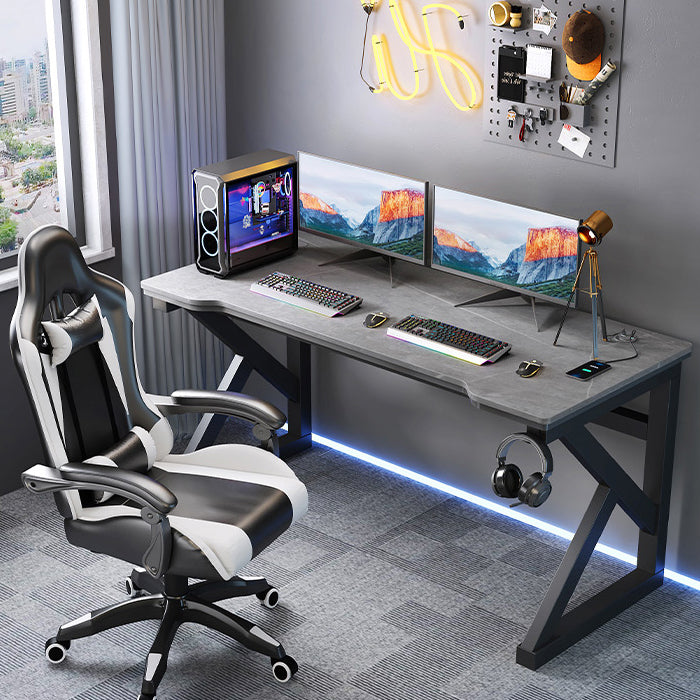 Industrial Stone Gaming Desk 29.53" Tall Computer Desk with Sled Base