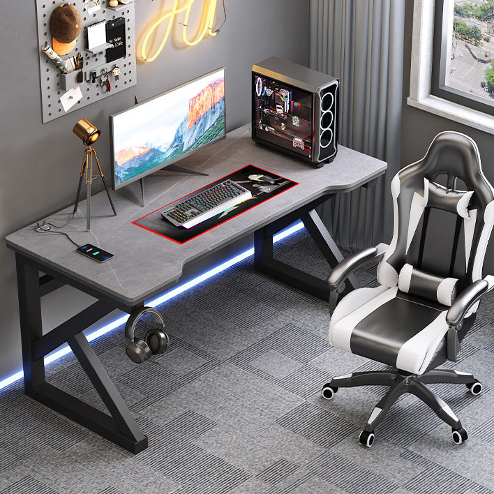 Industrial Stone Gaming Desk 29.53" Tall Computer Desk with Sled Base