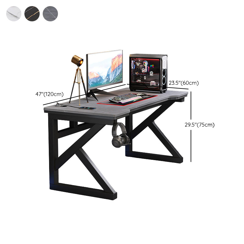 Industrial Stone Gaming Desk 29.53" Tall Computer Desk with Sled Base