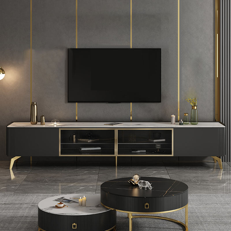 Glam TV Media Console Enclosed Storage TV Console for Living Room