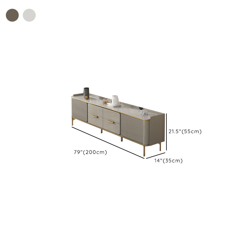 Glam TV Media Console Enclosed Storage TV Console with 4 Drawers