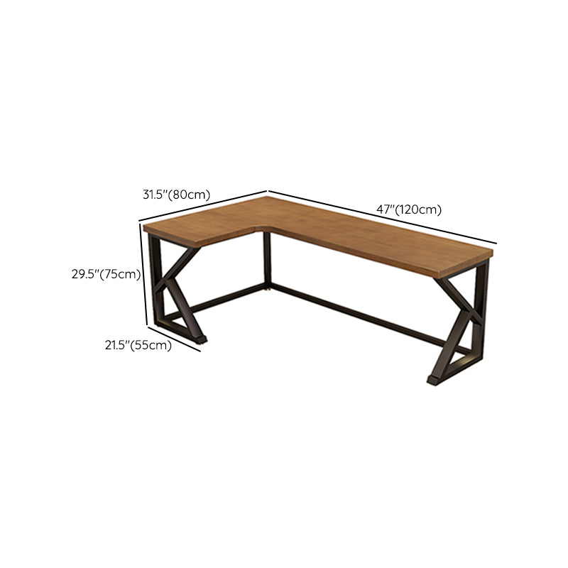 Modern Solid Wood Writing Desk 29.53" Tall Sled Base Corner Office Desk