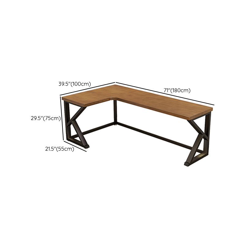 Modern Solid Wood Writing Desk 29.53" Tall Sled Base Corner Office Desk