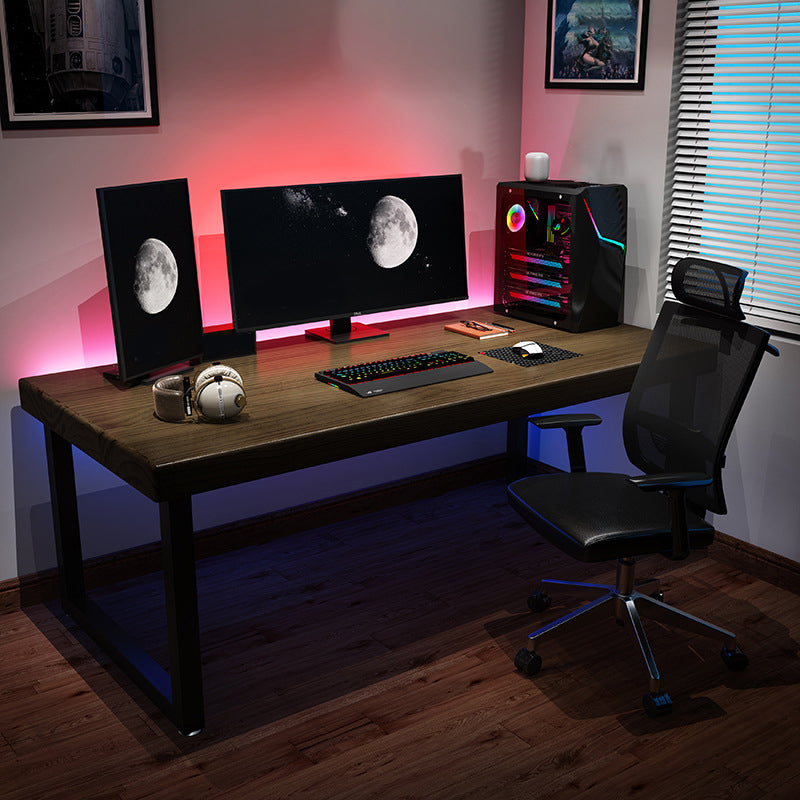 Contemporary Solid Wood Computer Desk Sled Base 29.53" Tall Gaming Desk