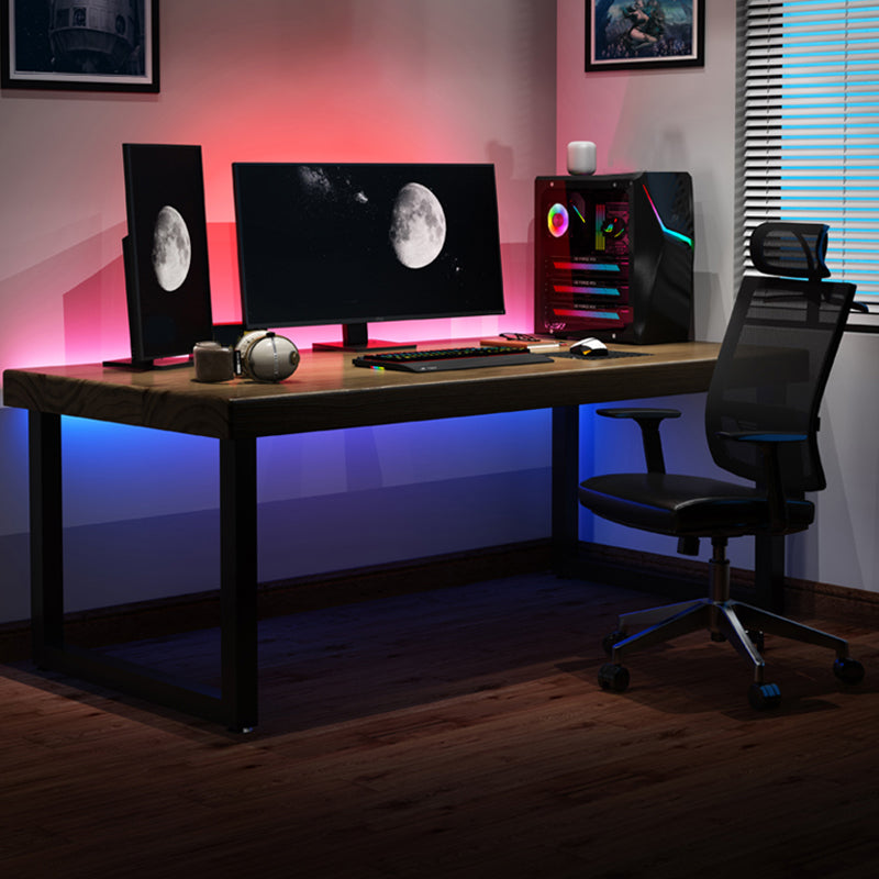 Contemporary Solid Wood Computer Desk Sled Base 29.53" Tall Gaming Desk