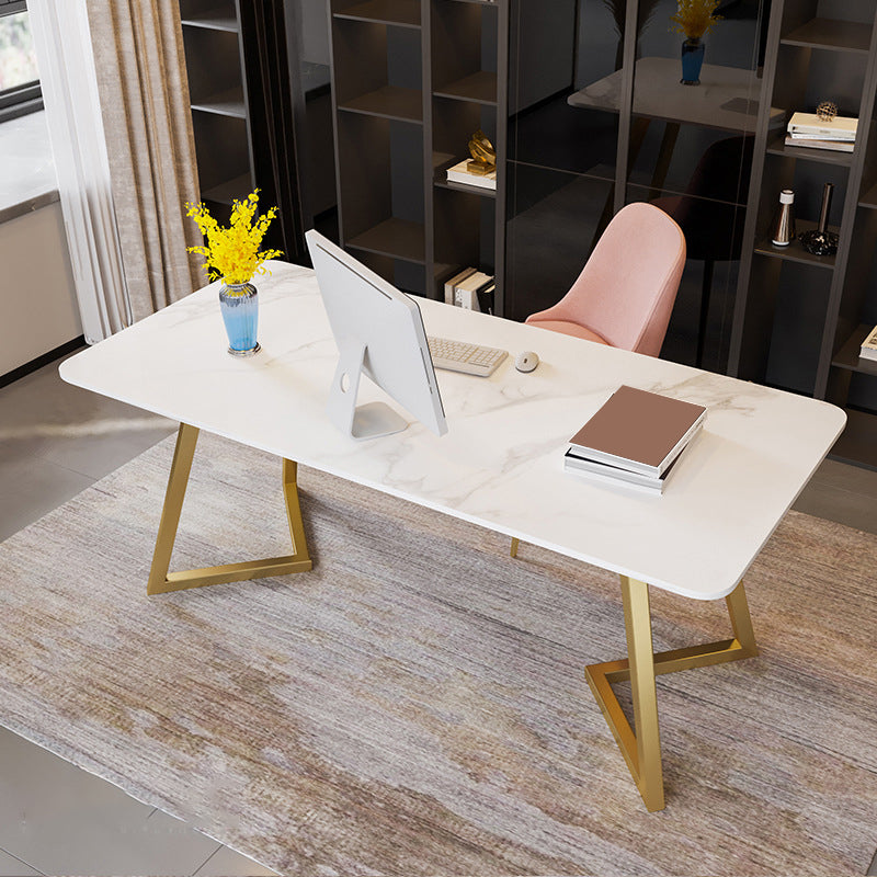 Glam 29.53-inch Tall Writing Desk Sled Base Gold Office Desk