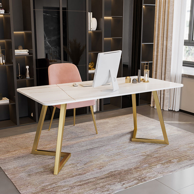 Glam 29.53-inch Tall Writing Desk Sled Base Gold Office Desk