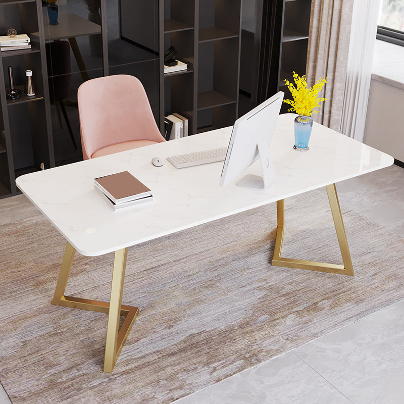 Glam 29.53-inch Tall Writing Desk Sled Base Gold Office Desk