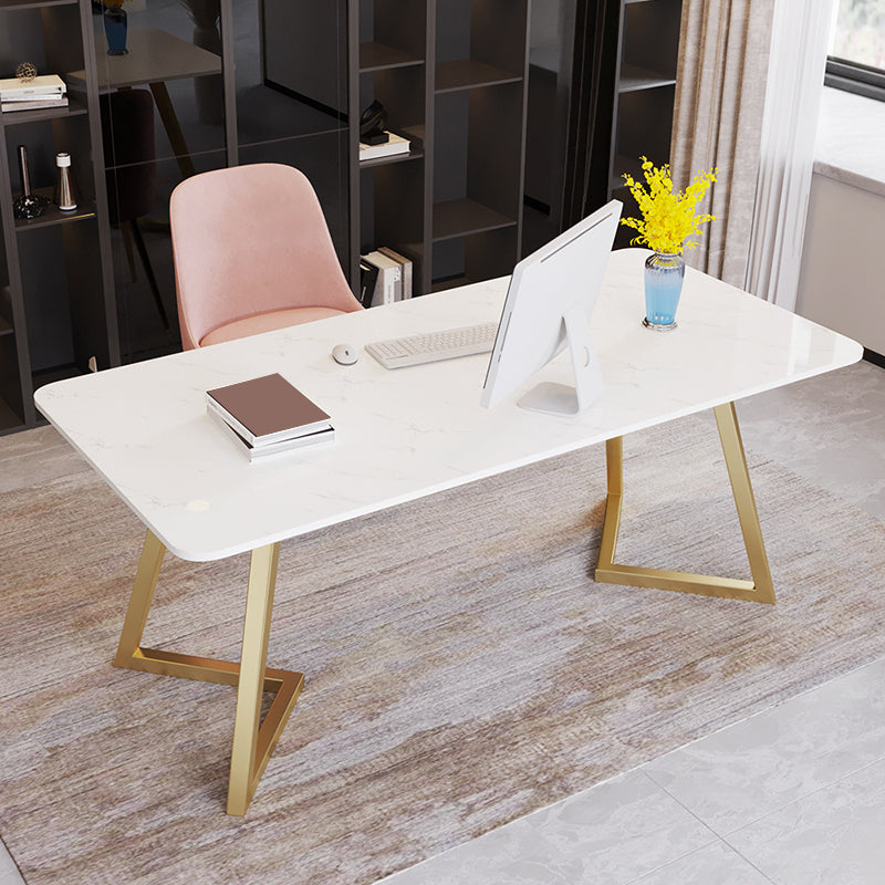 Glam 29.53-inch Tall Writing Desk Sled Base Gold Office Desk