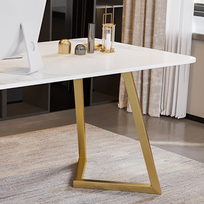 Glam 29.53-inch Tall Writing Desk Sled Base Gold Office Desk