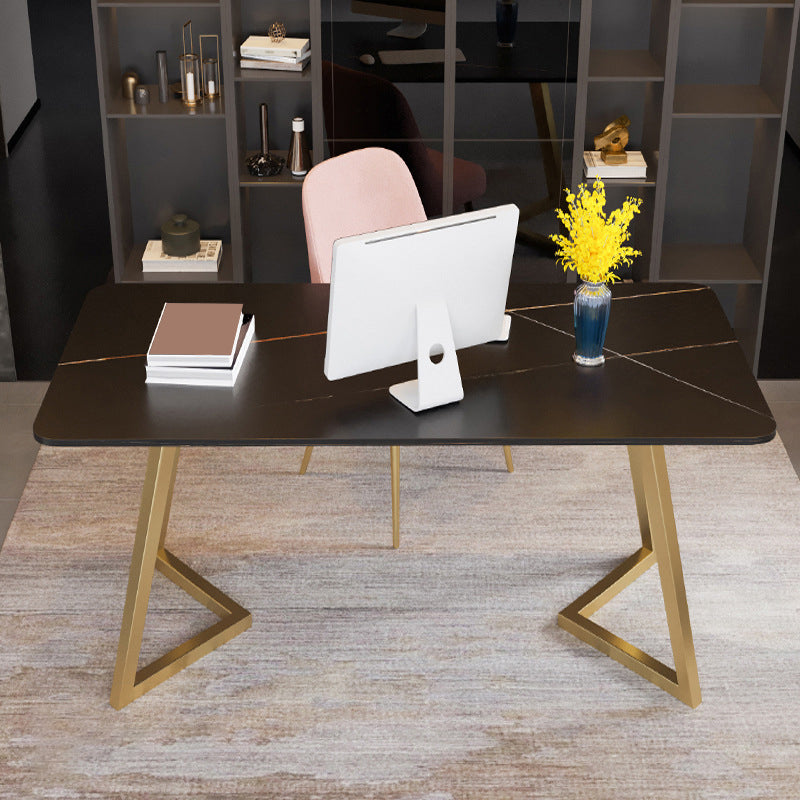 Glam 29.53-inch Tall Writing Desk Sled Base Gold Office Desk