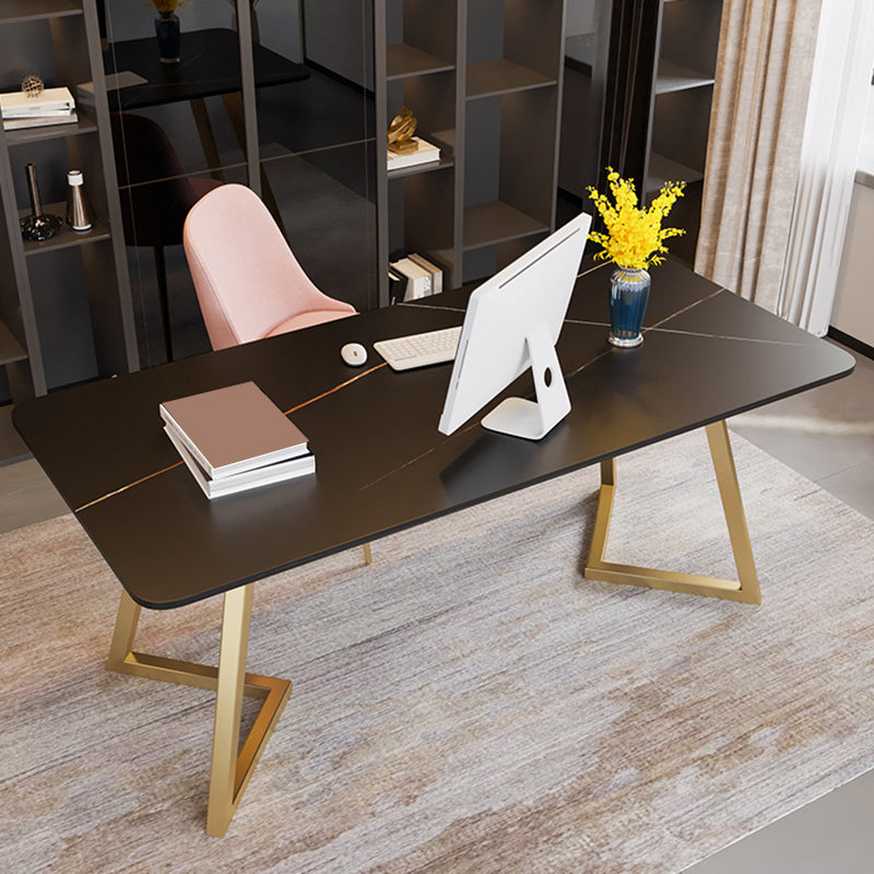 Glam 29.53-inch Tall Writing Desk Sled Base Gold Office Desk