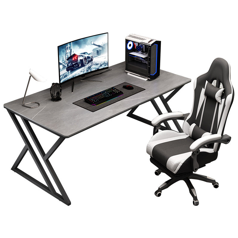 Stone Rectangular Gaming Desk 29.53-inch Tall Computer Desk with Iron Legs