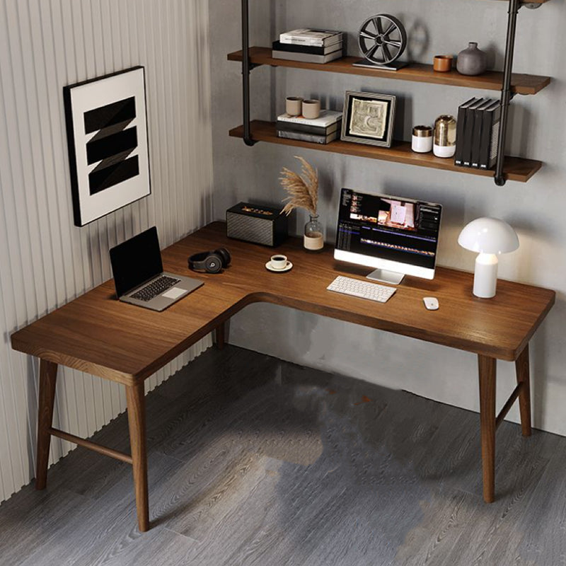 Industrial L-Shape Writing Desk Solid Wooden Office Desk for Office