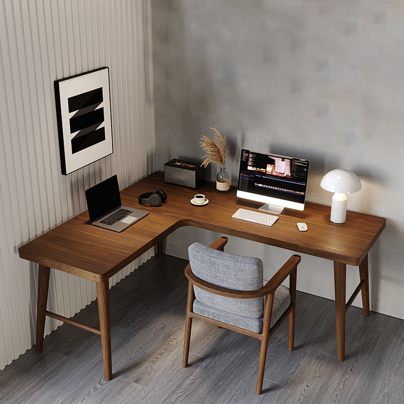 Industrial L-Shape Writing Desk Solid Wooden Office Desk for Office