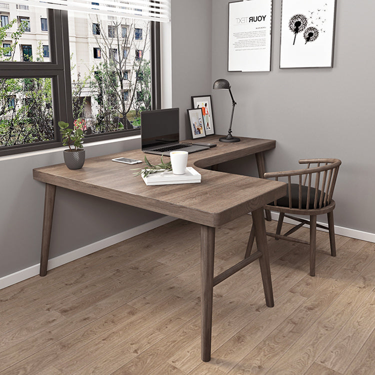 Industrial L-Shape Office Desk Solid Wooden Writing Desk for Office