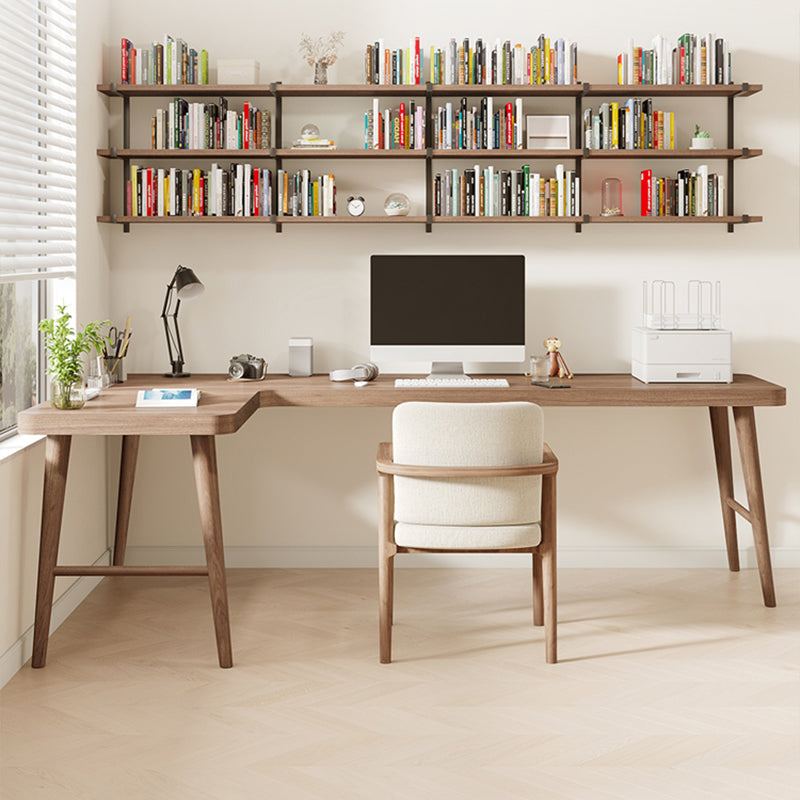 Industrial L-Shape Writing Desk Solid Wood Office Desk for Office