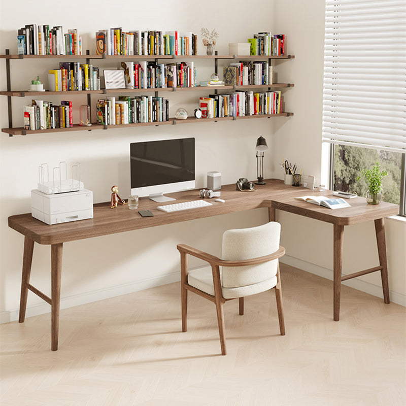 Industrial L-Shape Writing Desk Solid Wood Office Desk for Office