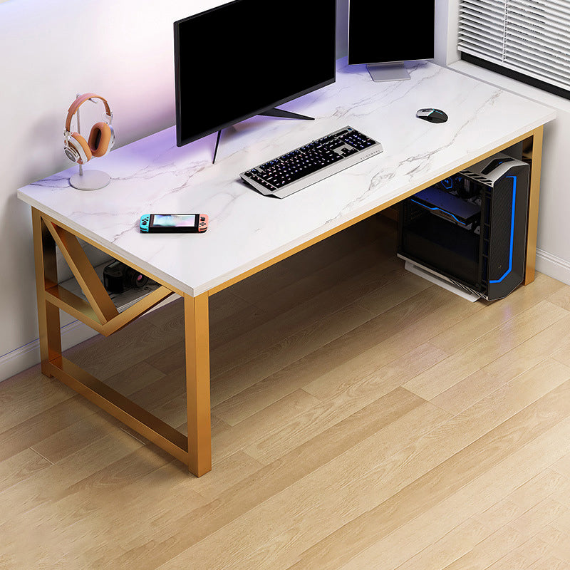 Wooden Office Desk Antique Finish Modern Computer Desk with Metal Legs