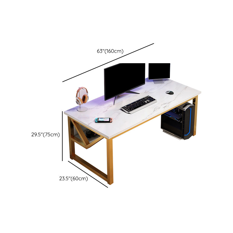 Wooden Office Desk Antique Finish Modern Computer Desk with Metal Legs