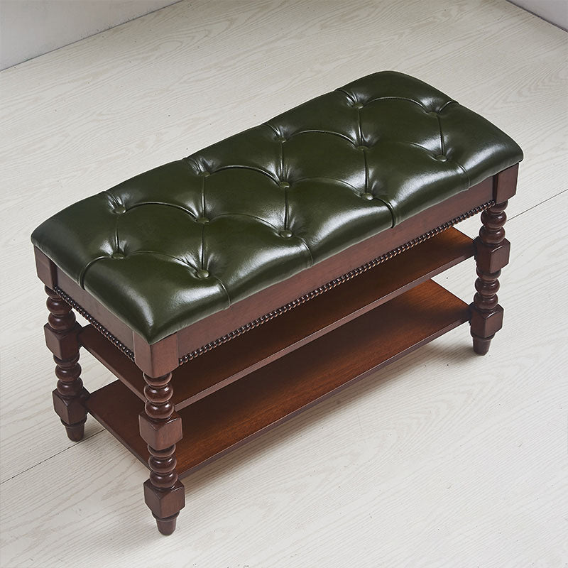 13.65 Inch W Traditional Bench Solid Wood Entryway Bench with Upholstered