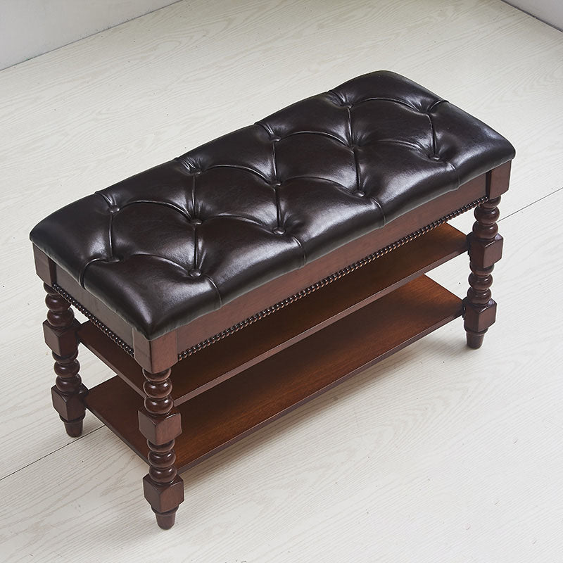 13.65 Inch W Traditional Bench Solid Wood Entryway Bench with Upholstered