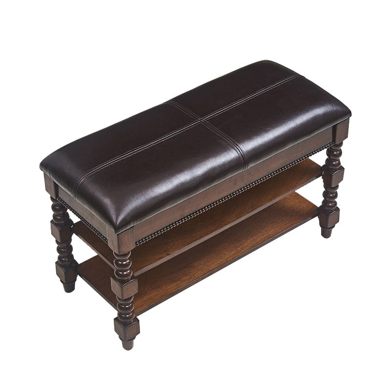 13.65 Inch W Traditional Bench Solid Wood Entryway Bench with Upholstered