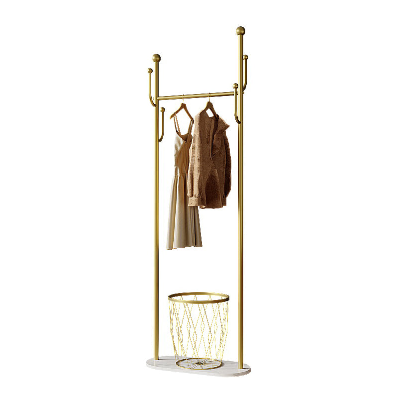 Modern Hall Tree Metal Hanging Rail Storage and 4 Hooks Coat Hanger