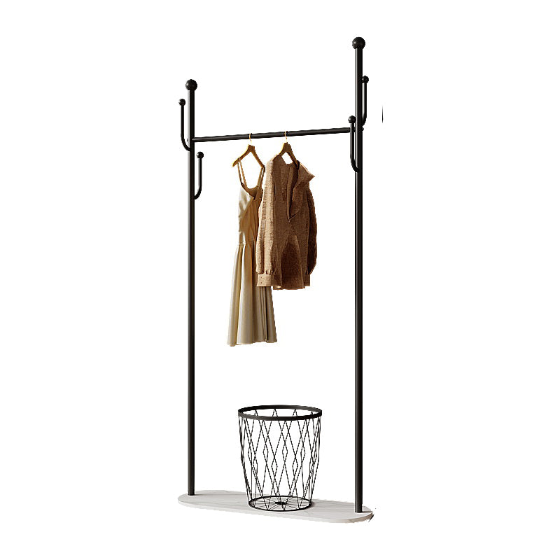 Modern Hall Tree Metal Hanging Rail Storage and 4 Hooks Coat Hanger