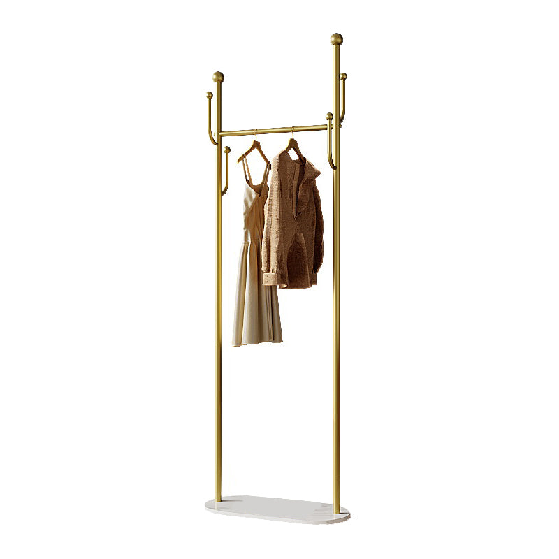 Modern Hall Tree Metal Hanging Rail Storage and 4 Hooks Coat Hanger