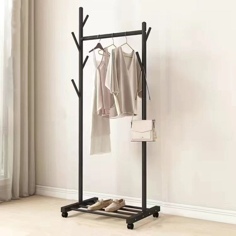 Classic Solid Color Coat Rack Free Standing Clothes Hanger with Storage Shelving