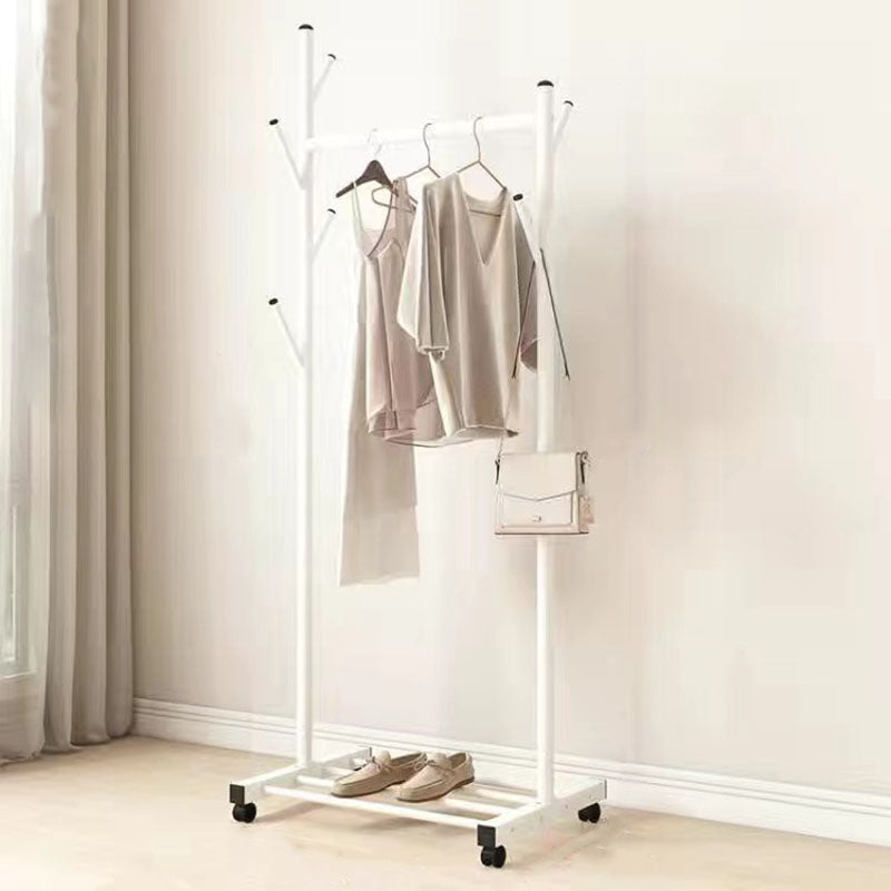 Classic Solid Color Coat Rack Free Standing Clothes Hanger with Storage Shelving