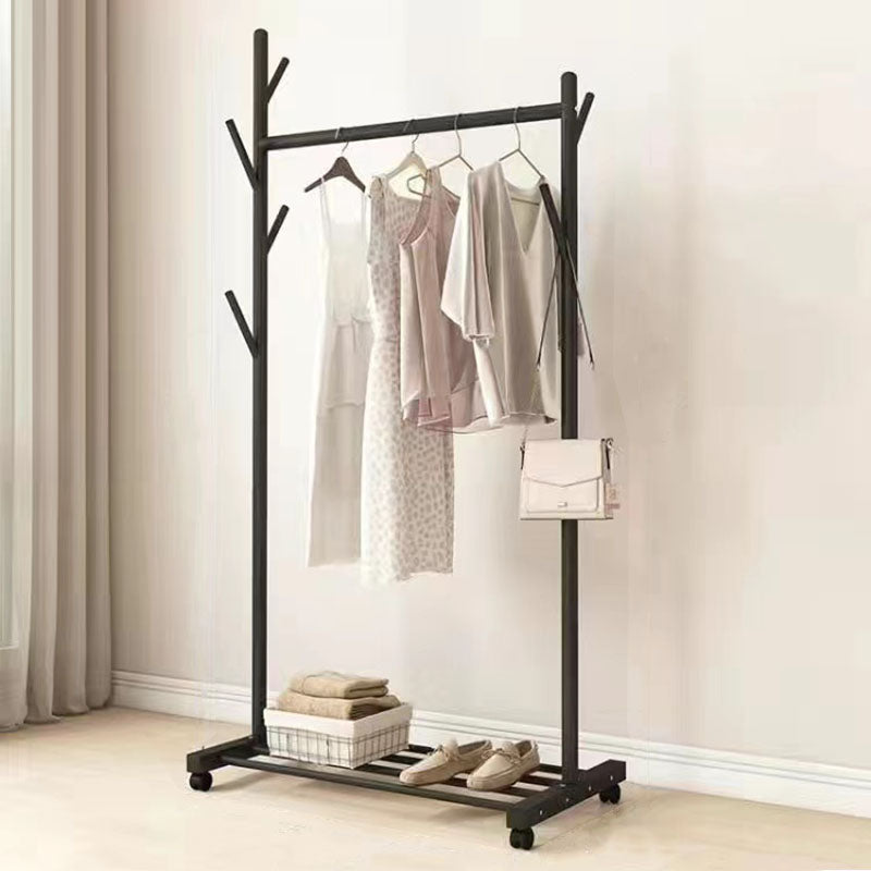 Classic Solid Color Coat Rack Free Standing Clothes Hanger with Storage Shelving