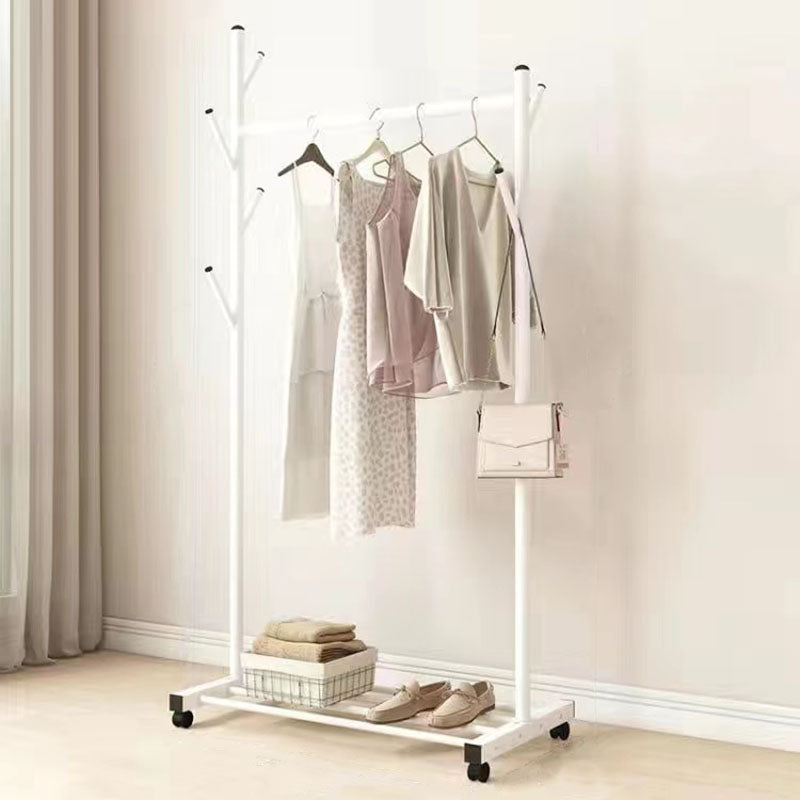 Classic Solid Color Coat Rack Free Standing Clothes Hanger with Storage Shelving