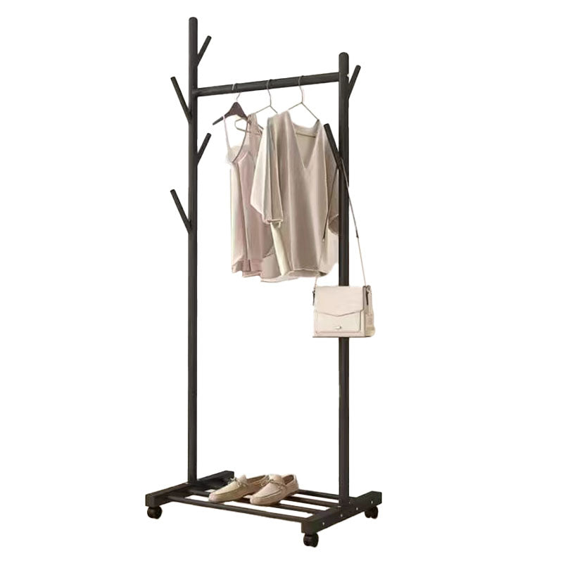 Classic Solid Color Coat Rack Free Standing Clothes Hanger with Storage Shelving