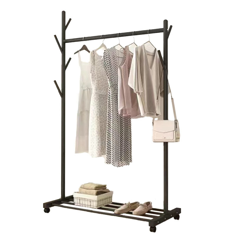 Classic Solid Color Coat Rack Free Standing Clothes Hanger with Storage Shelving