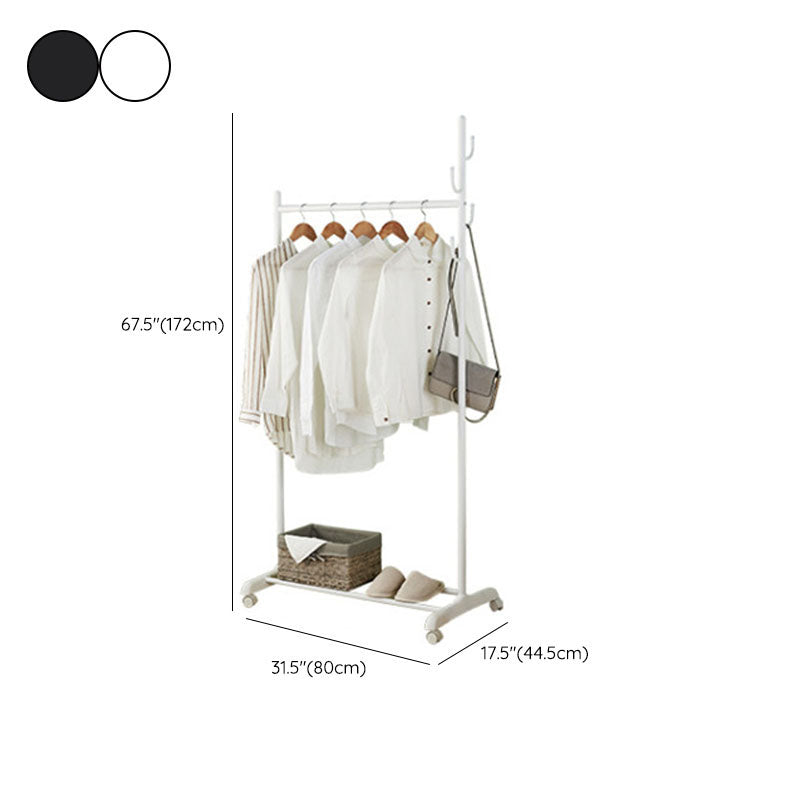 Classic Solid Color Coat Rack Free Standing Clothes Hanger with Storage Shelving