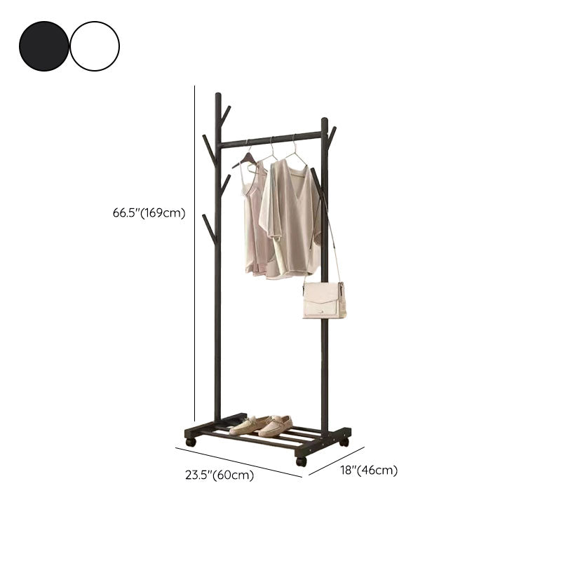 Classic Solid Color Coat Rack Free Standing Clothes Hanger with Storage Shelving