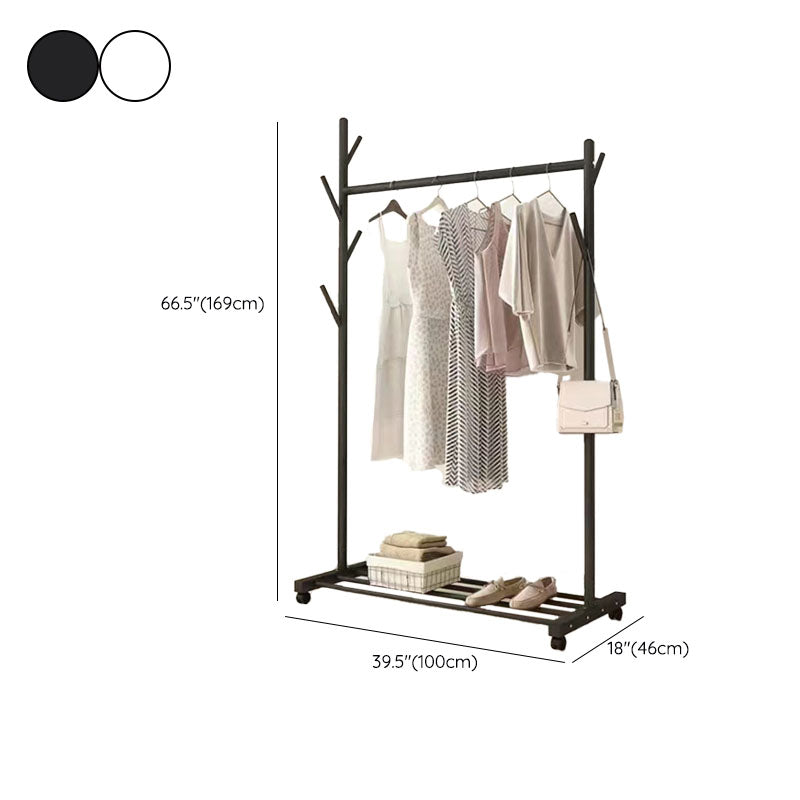 Classic Solid Color Coat Rack Free Standing Clothes Hanger with Storage Shelving